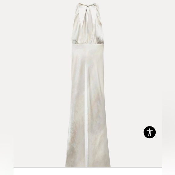 Long satin halter dress - Picture 2 of 12